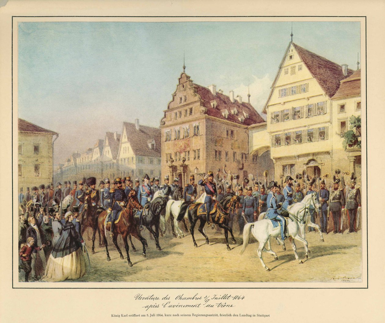 Feierliche Eröffnung des Landtags durch König Karl von Württemberg - kurz nach seinem Amtsantritt - am 5. Juli 1864 av after Louis Braun
