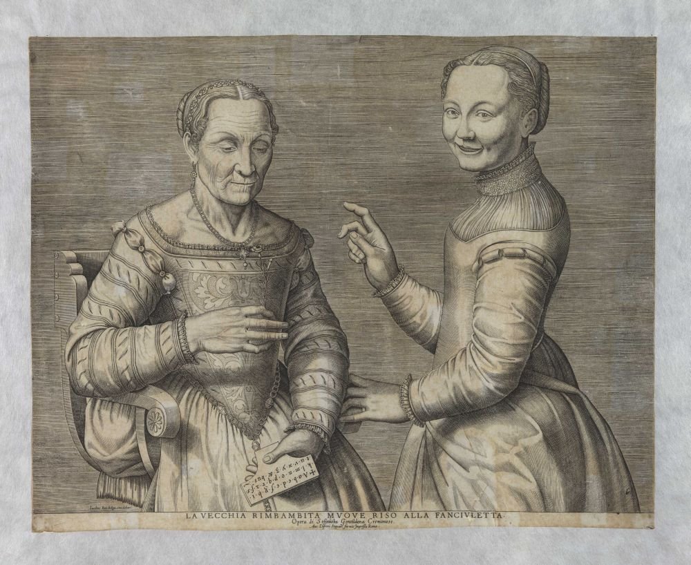 Old Woman and Laughing Girl av after Sofonisba Anguissola
