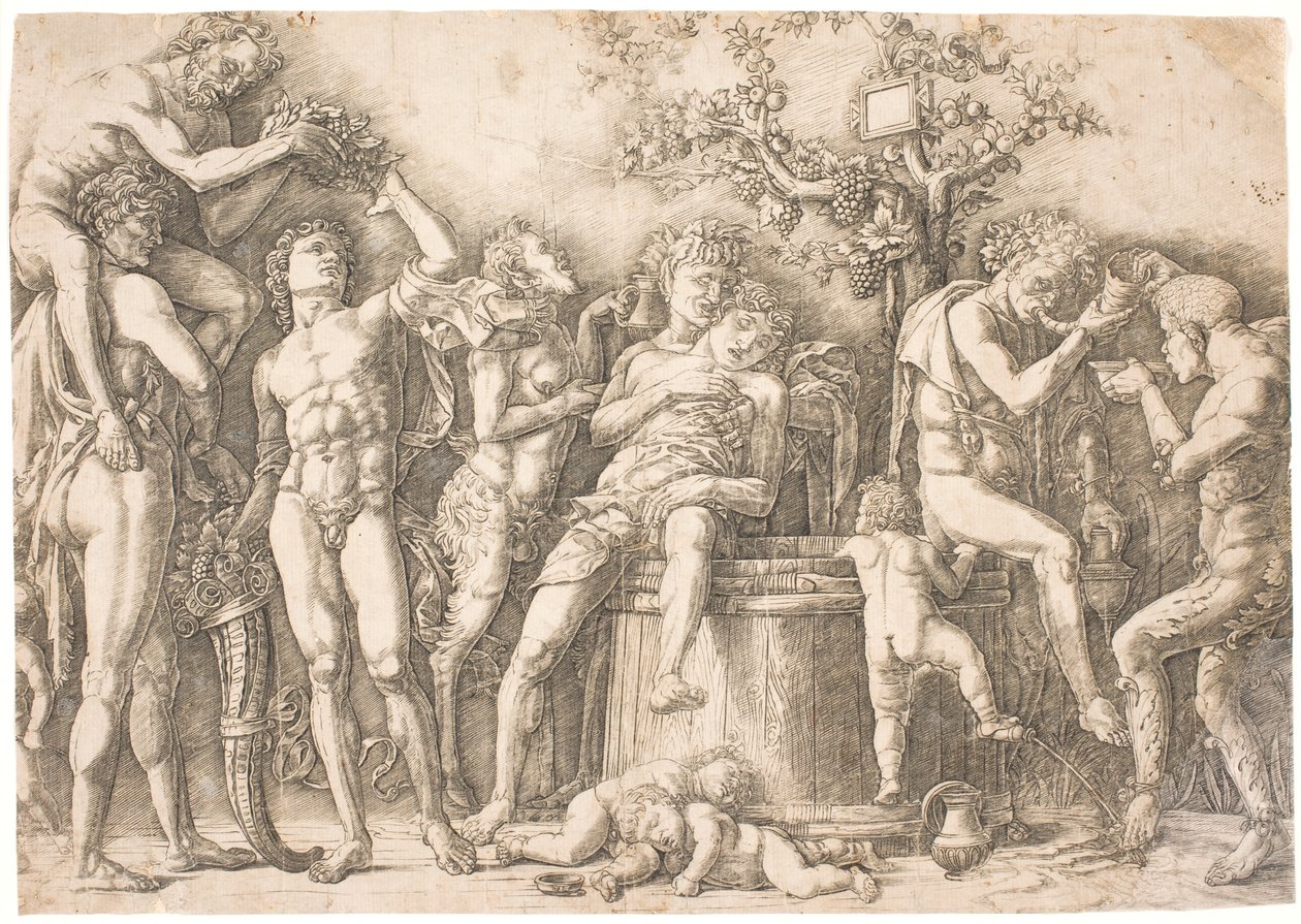 Bakkanal ved vinkarret av after Andrea Mantegna