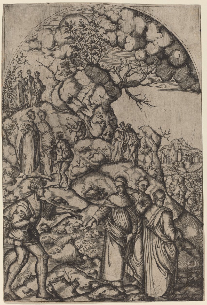 Saint Filippo Benizzi helar en tiggare av after Andrea del Sarto