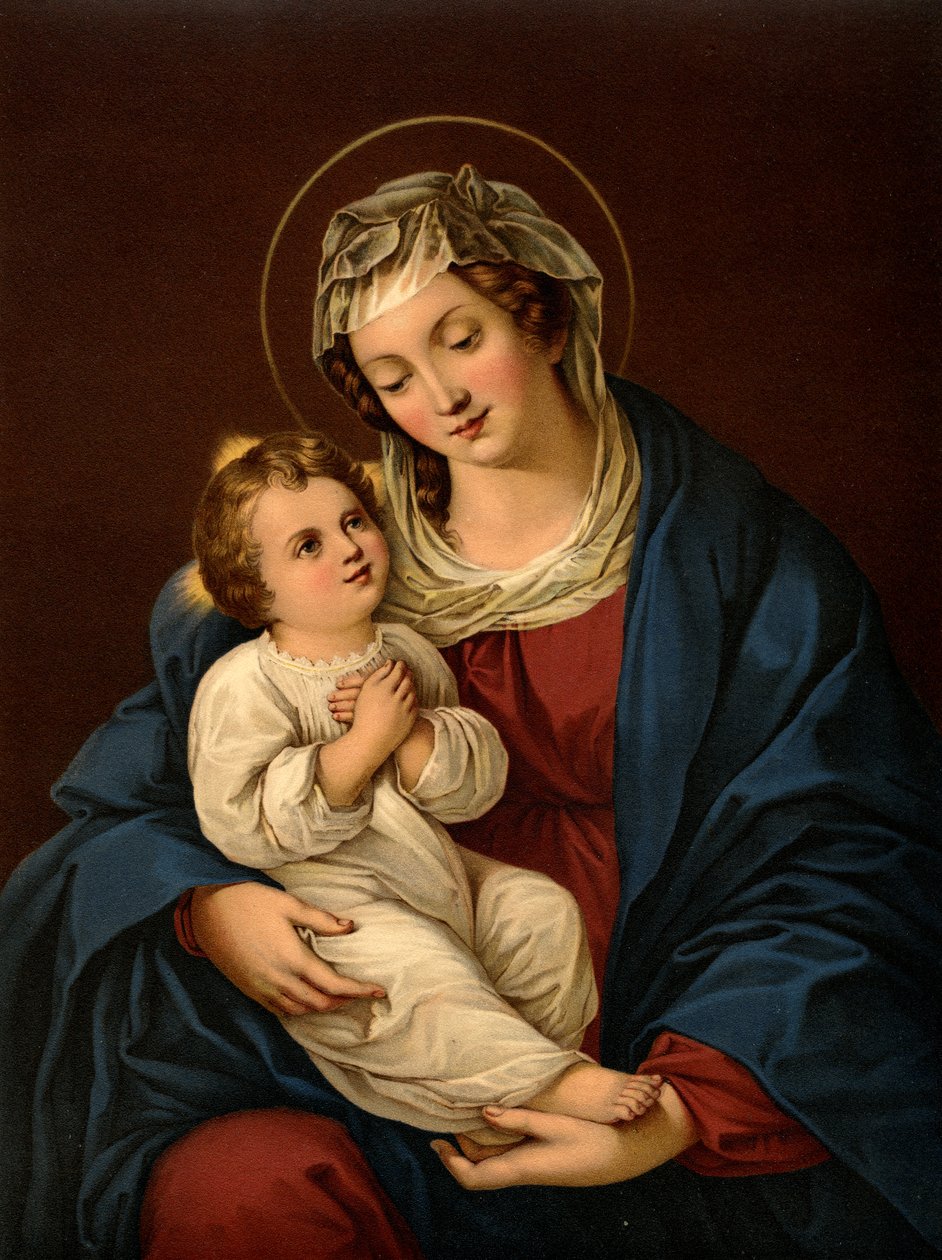 Moder Maria med Jesusbarnet av after Bartolome Esteban Murillo