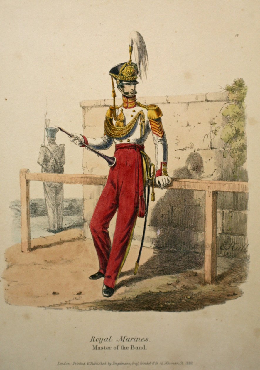 Royal Marines Master of the Band, ca 1830 (handfärgad litho) av after Edward Hull