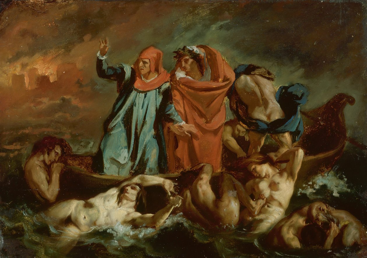 Dantes skäll, 184060. av after Eugène Delacroix