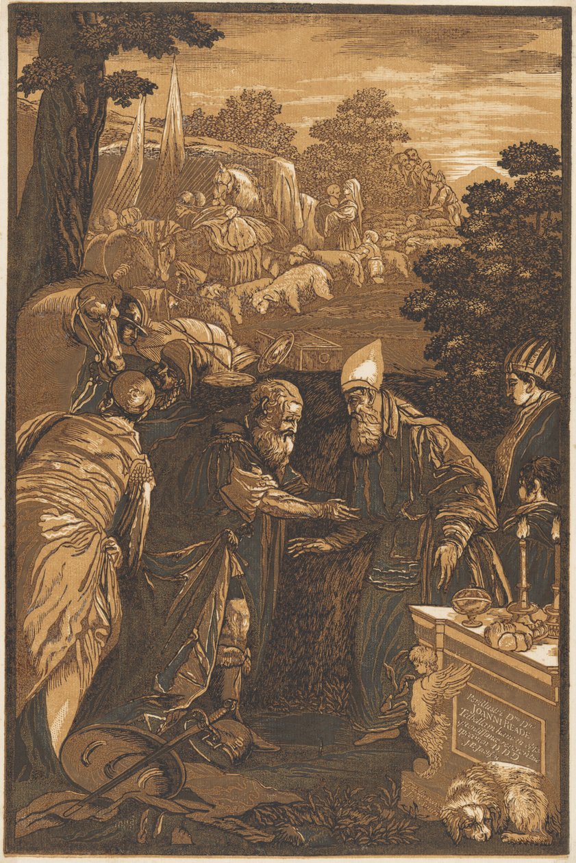 Melkisedek välsignar Abraham av after Francesco Bassano II John Baptist Jackson