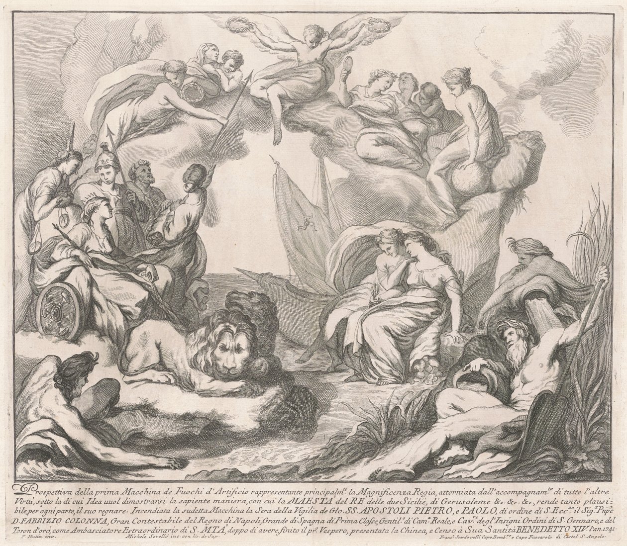 Prima Macchina för Kina 1741: Allegory of Regal Magnificence av after François Hutin Miguel de Sorellò