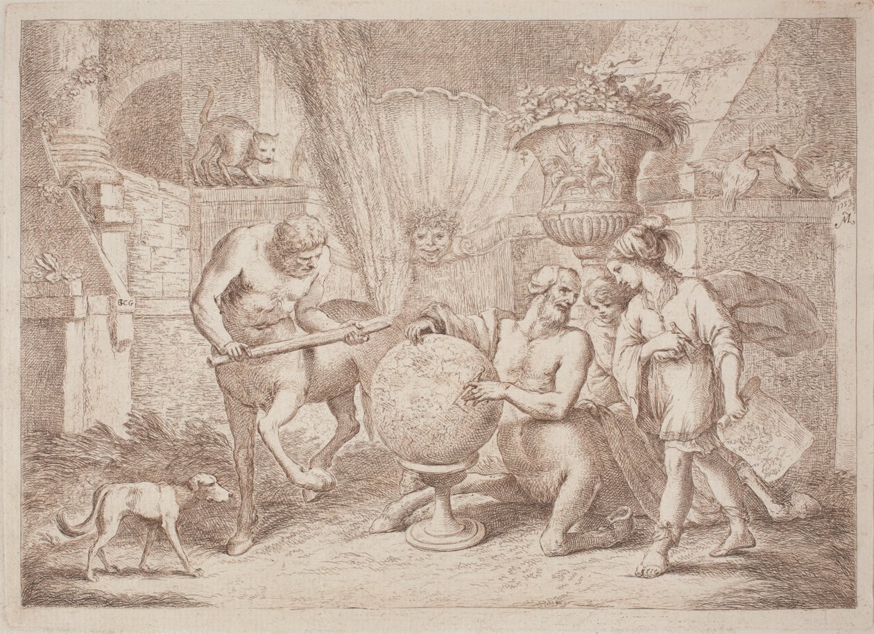Chiron lär ut geografi åt Achilles av after Giovanni Benedetto Castiglione Gaetano Zompini