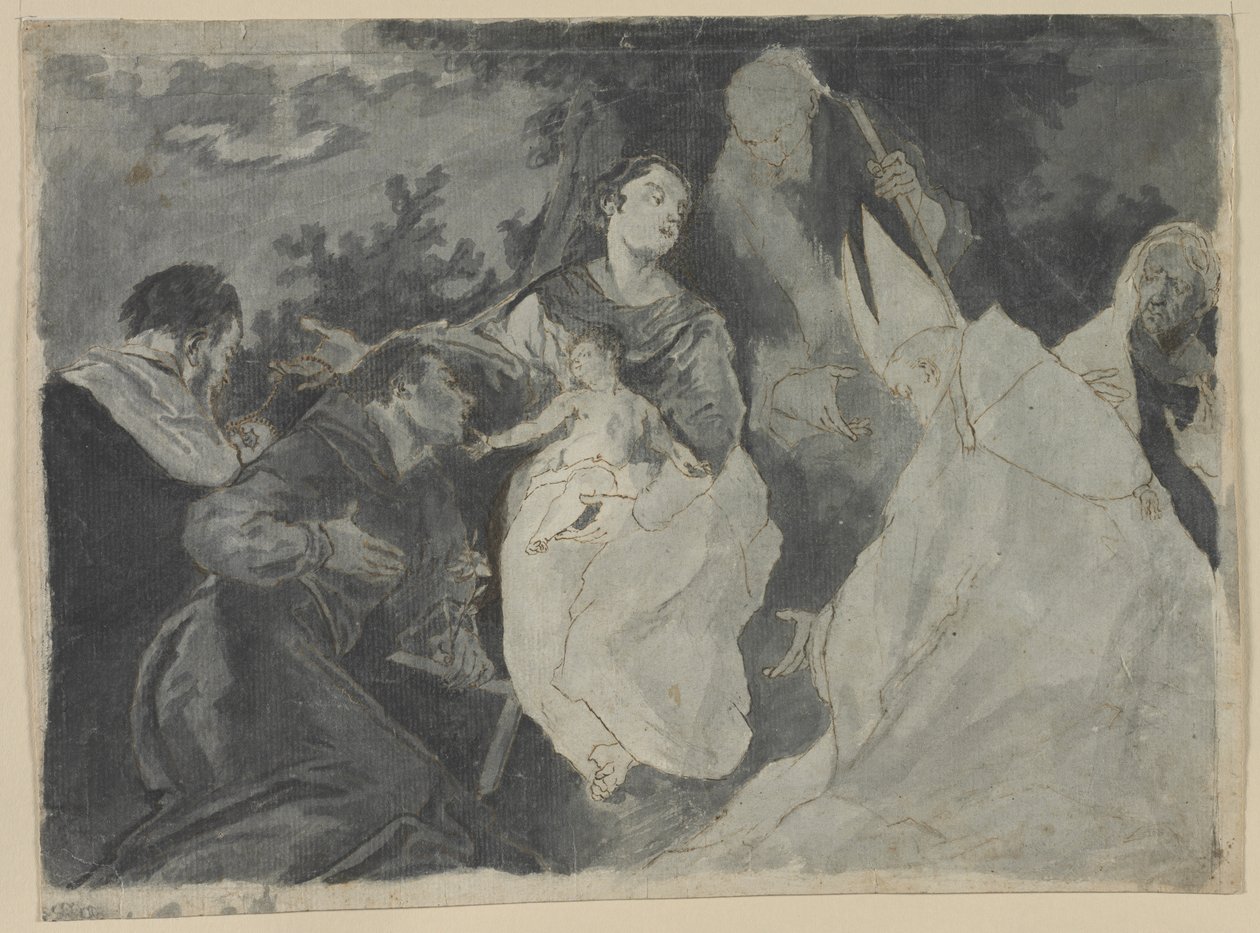 Madonna och barn med heliga av after Giuseppe Bazzani