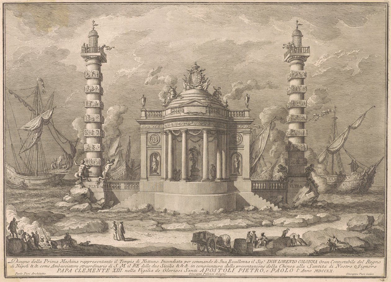 Prima Macchina för Kina 1760: Neptunus tempel av after Giuseppe Palazzi Giuseppe Vasi after Paolo Posi