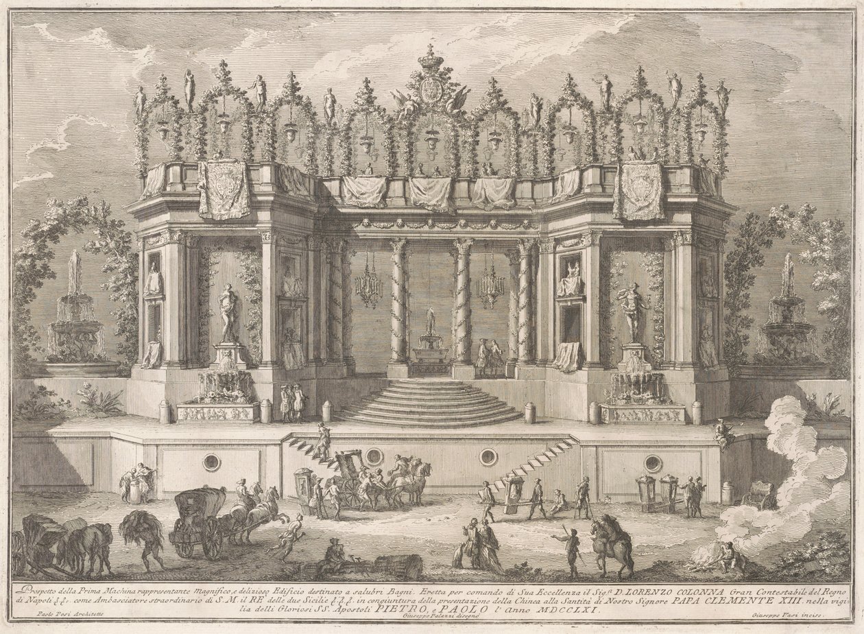 Prima Macchina för Chinea 1761: The Salubrious Baths av after Giuseppe Palazzi Giuseppe Vasi after Paolo Posi