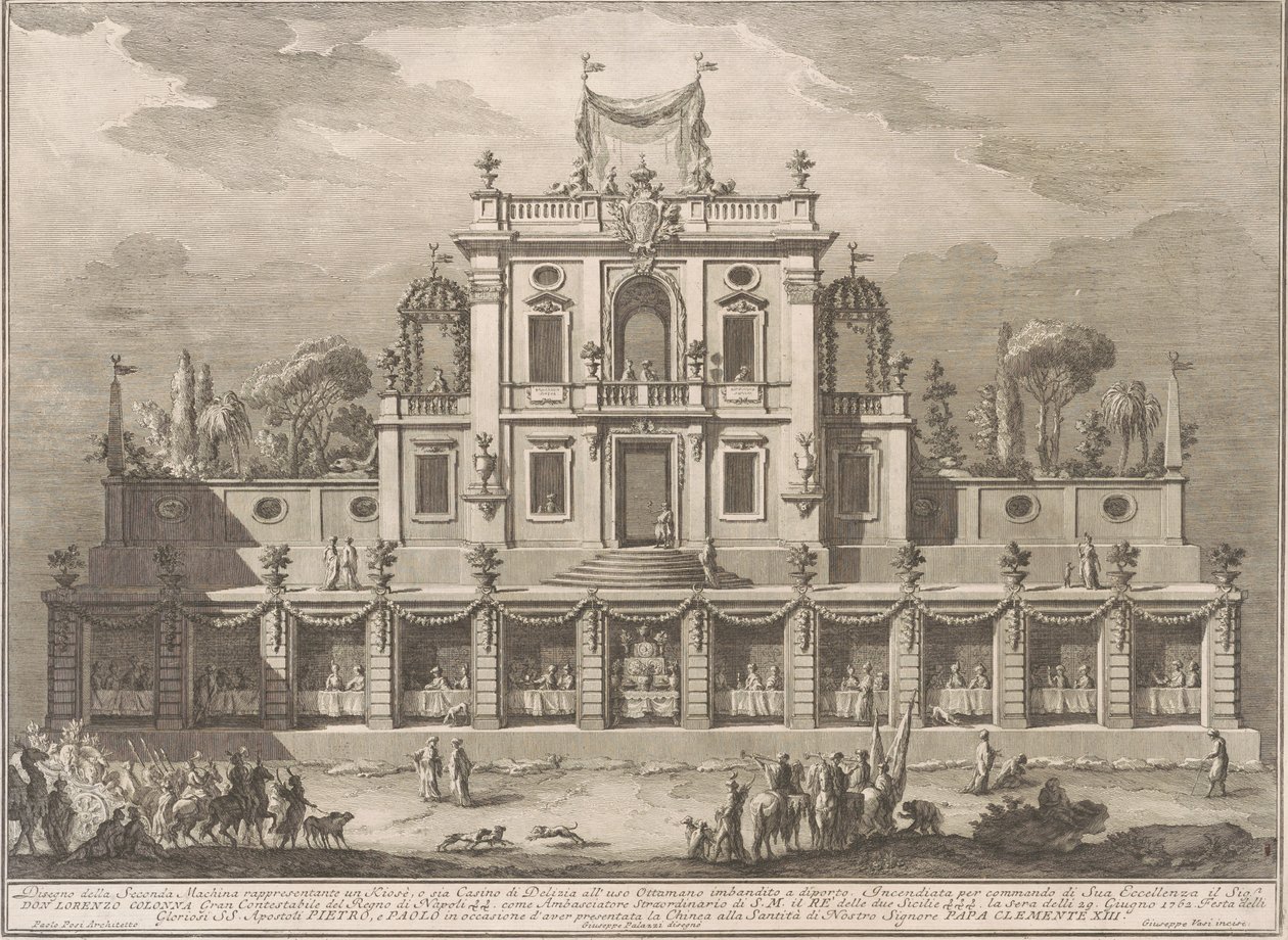 Seconda Macchina för Kina 1762: En kiosk, eller nöjeshus i ottomansk stil av after Giuseppe Palazzi Giuseppe Vasi after Paolo Posi