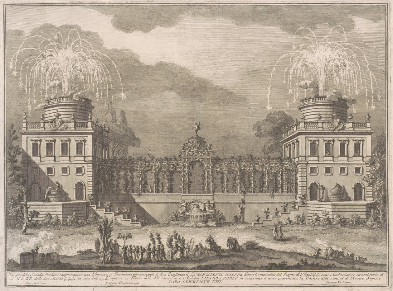 Seconda Macchina för Kina 1763: Druvskörden av after Giuseppe Palazzi Giuseppe Vasi after Paolo Posi