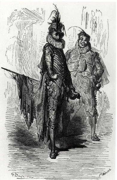 Illustration från Le Capitaine Fracasse av Theophile Gautier (1811-72) graverad av Fortune Louis Meaulle (1844-1901) 1866 av Gustave after Dore