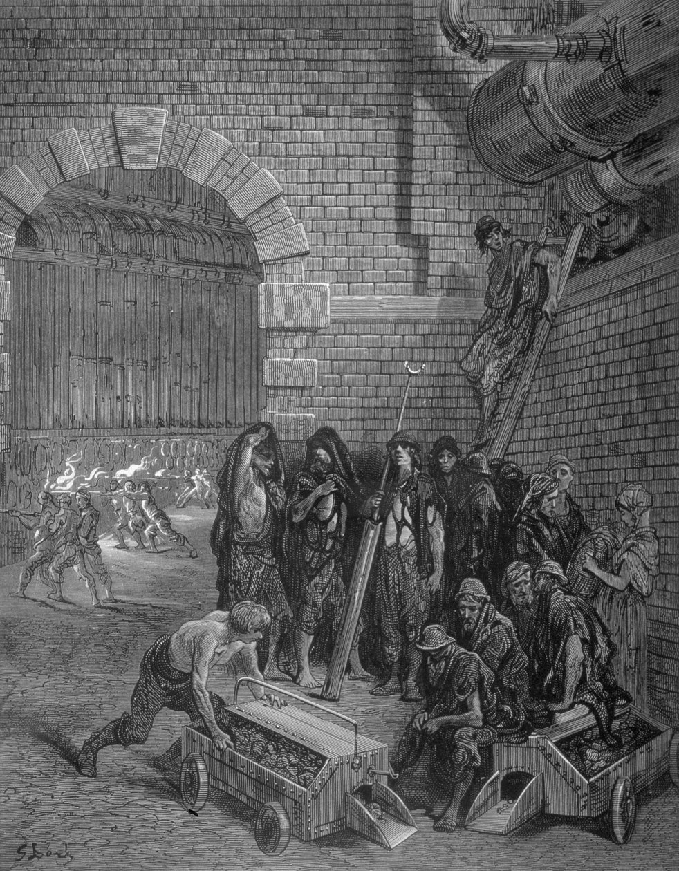 Lambeth Gasworks, från London, en pilgrimsfärd, skriven av William Blanchard Jerrold (1826-84), pub. 1872 av Gustave after Dore
