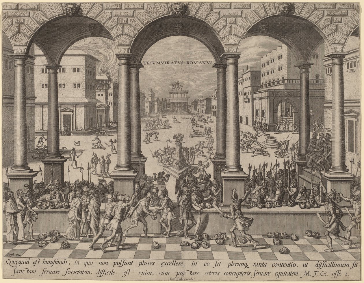 Massakern under det romerska triumviratet av after Hans Vredeman de Vries