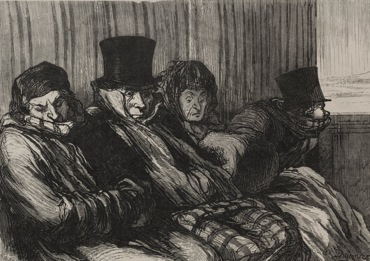 The Railroads: Pleasure Train: Tio grader av tristess och dåligt humör av after Honoré Daumier