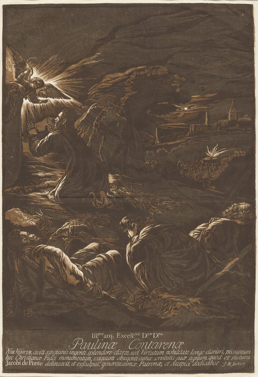 Kristus på Oljeberget av after Jacopo Bassano John Baptist Jackson