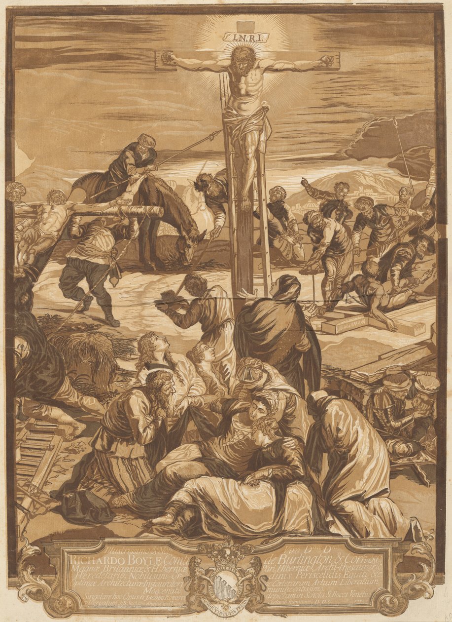 Korsfästelsen [Center Panel] av after Jacopo Tintoretto John Baptist Jackson