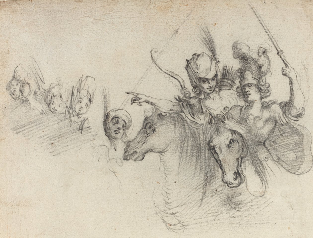 Figurer till häst [verso] av after Jacques Bellange