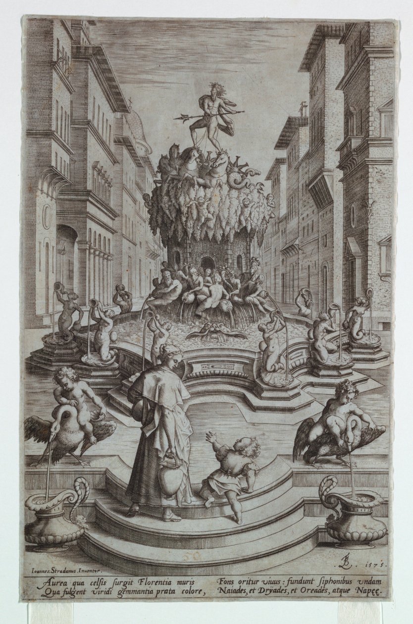 Neptunus fontän, Florens av after Jan van der Straet, called Stradanus
