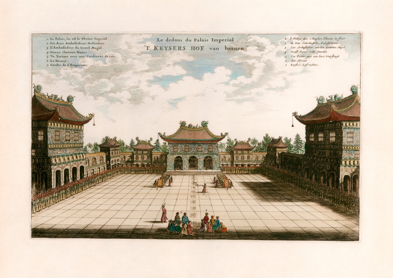 Kejserliga palatset, Peking, Kina av after Johannes Nieuhof