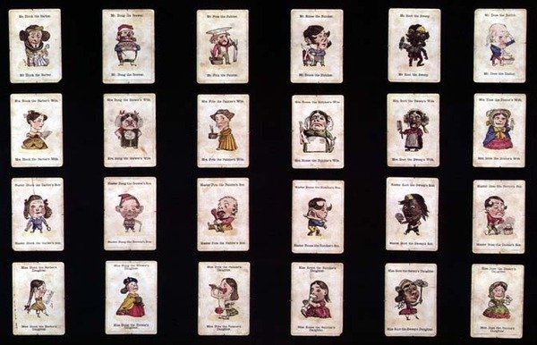 Happy Families, kortspel, baserat på design av John Tenniel, c.1860 (handfärgad litho) av after John Tenniel