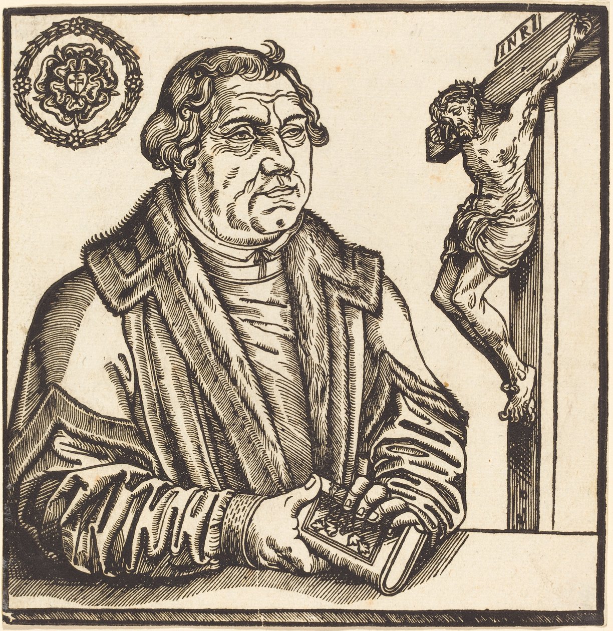 Martin Luther, Halvlängd till vänster med en bok i händerna av after Lucas Cranach the Younger