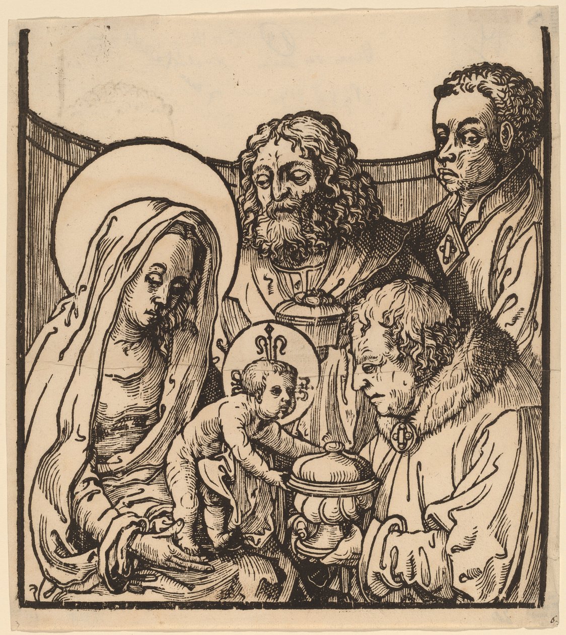 Tillbedjan av Magi av after Lucas van Leyden