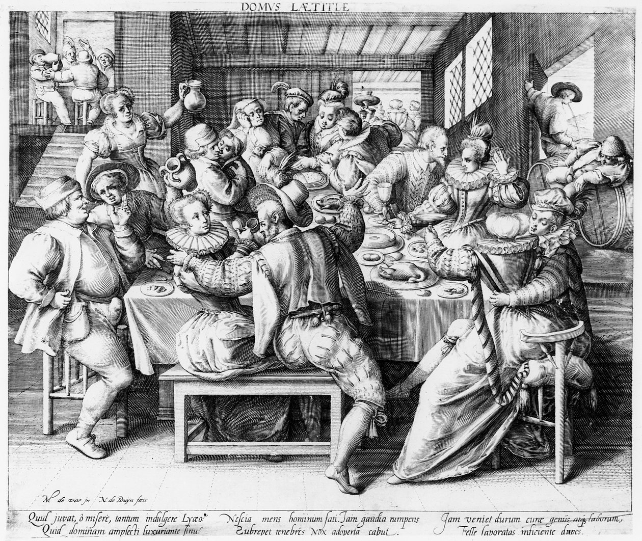 Festen, ca 1600 (gravyr av Nicolaes de Bruyn) av after Maarten de Vos