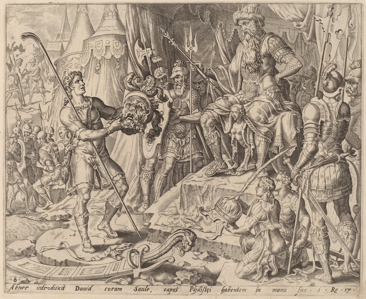 David med Goliats huvud framför Saul av after Maerten van Heemskerck