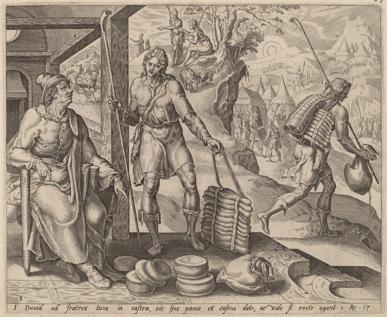 Jesse skickar David till lägret av after Maerten van Heemskerck