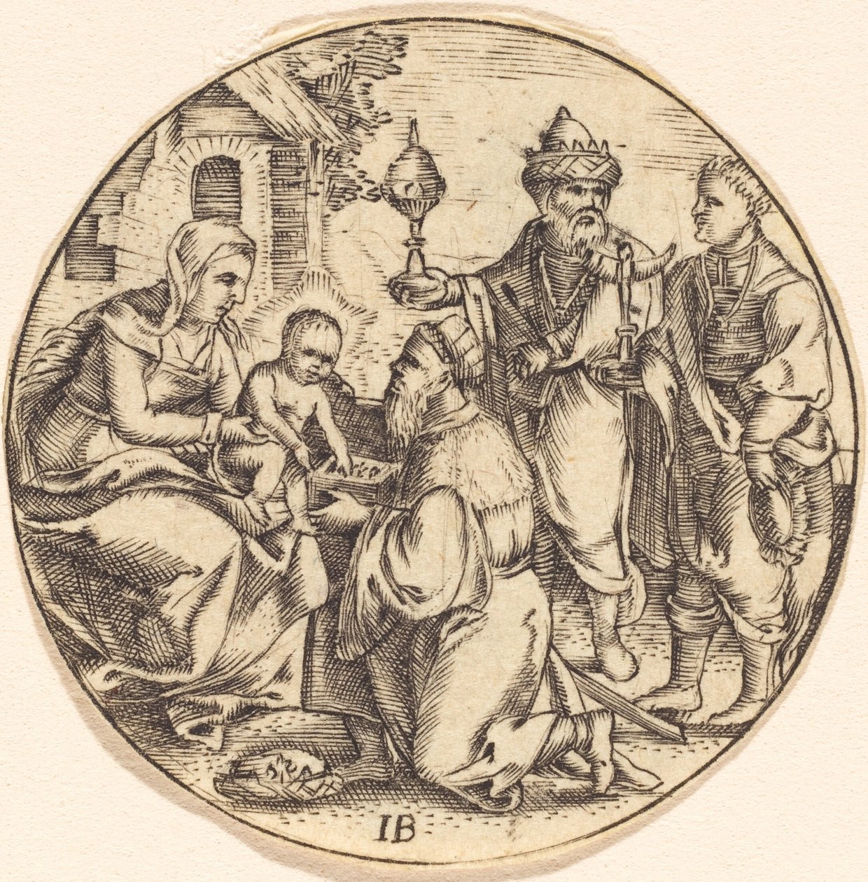 Tillbedjan av Magi av after Master IB