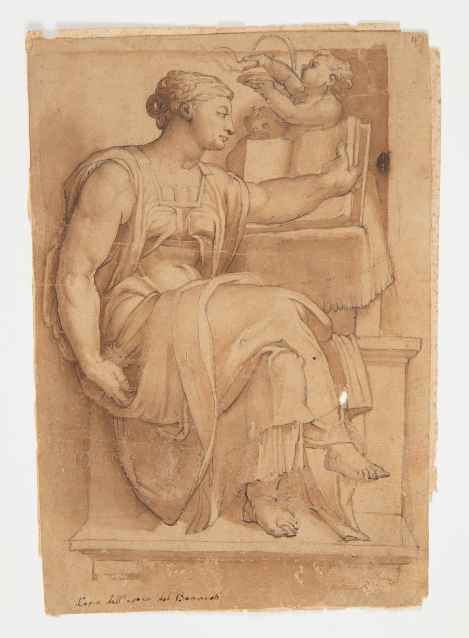 Erythean Sibyll från Sixtinska kapellets tak, efter Michelangelo av after Michelangelo Buonarroti