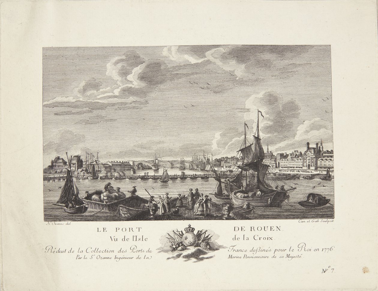 Hamnen i Rouen (Le port de Rouen) av after Nicolas Marie Ozanne