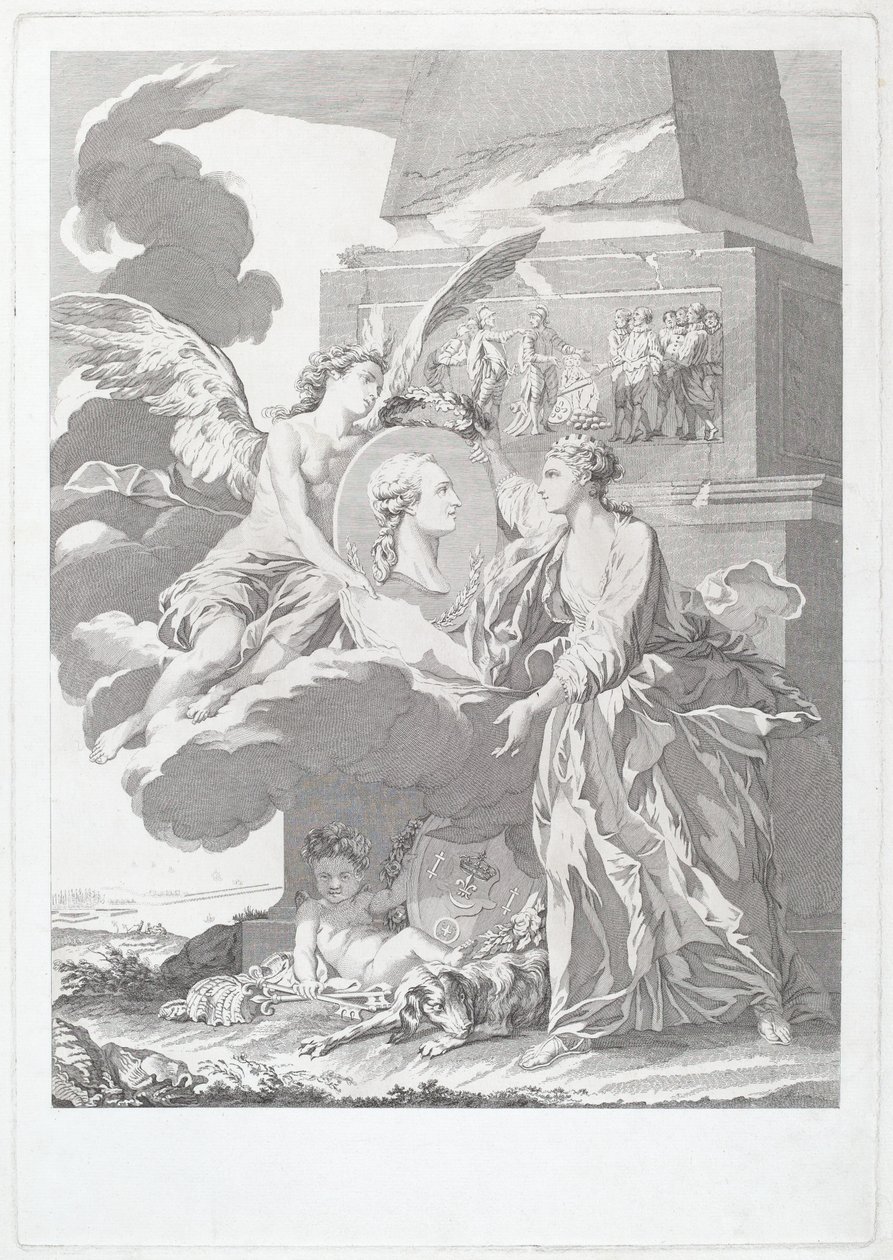 Allegoriskt porträtt av Pierre Buirette de Belloy av after Nicolas René Jollain Louis Simon Lempereur