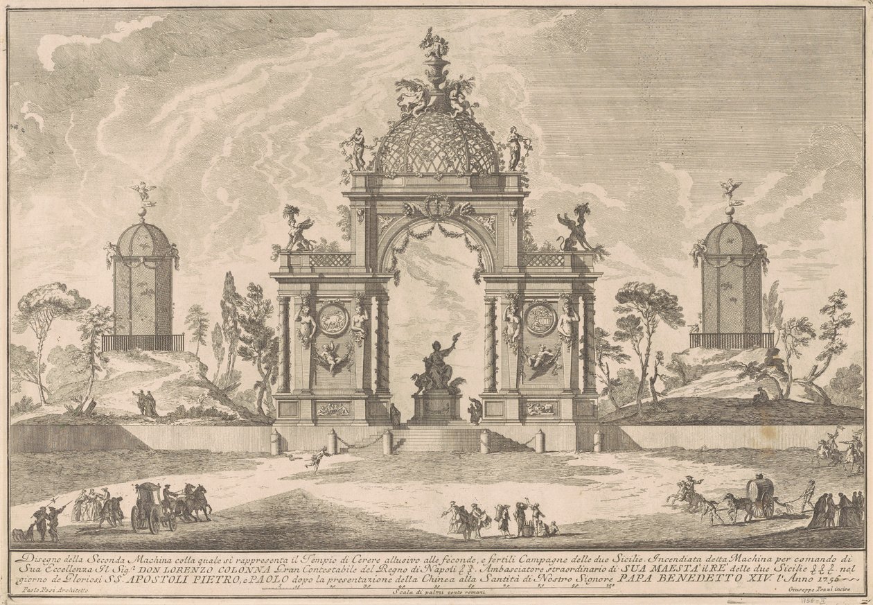Seconda Macchina för Chinea 1756: Ceres tempel av after Paolo Posi Giuseppe Pozzi