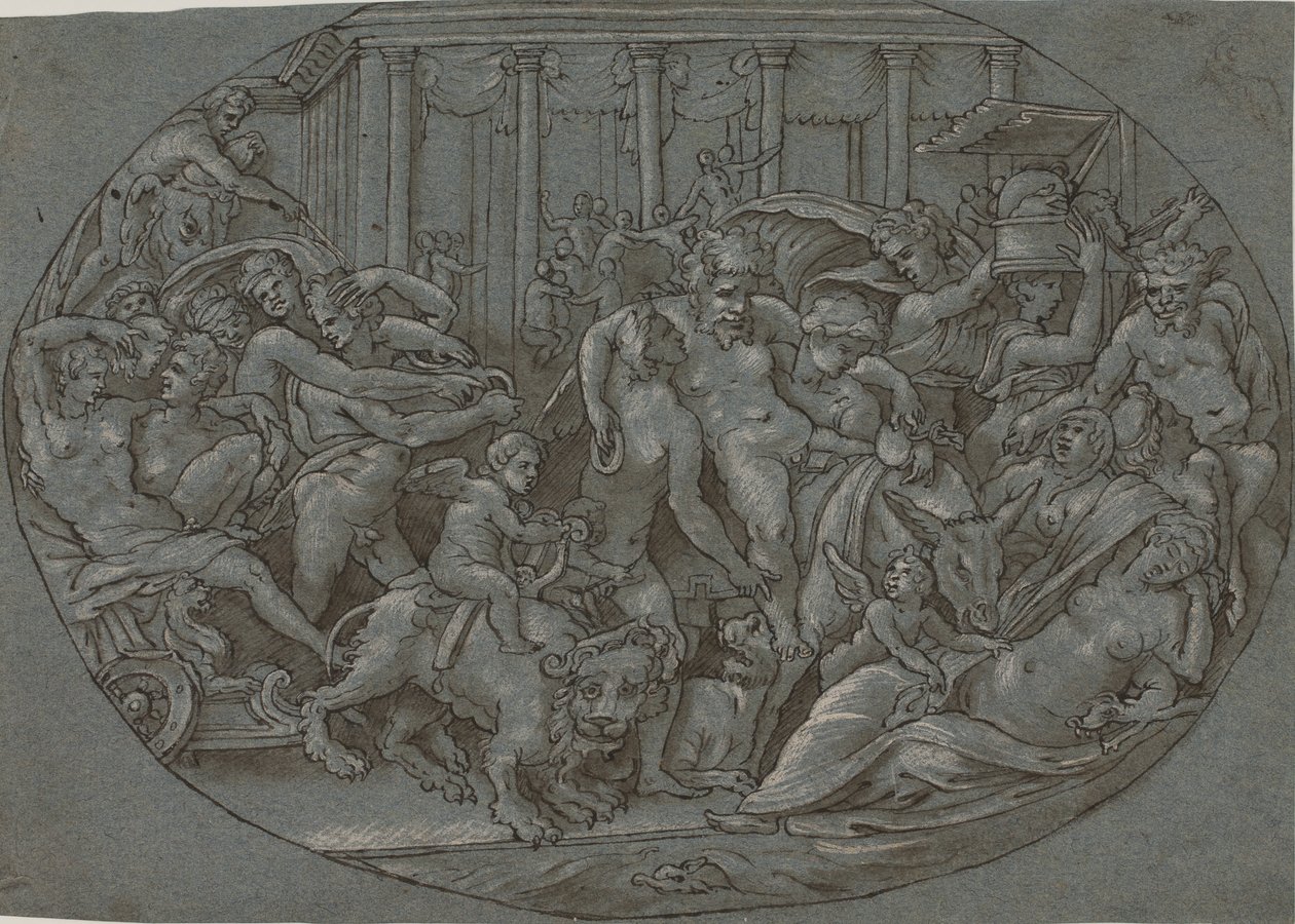 Bacchus triumf av after Perino del Vaga