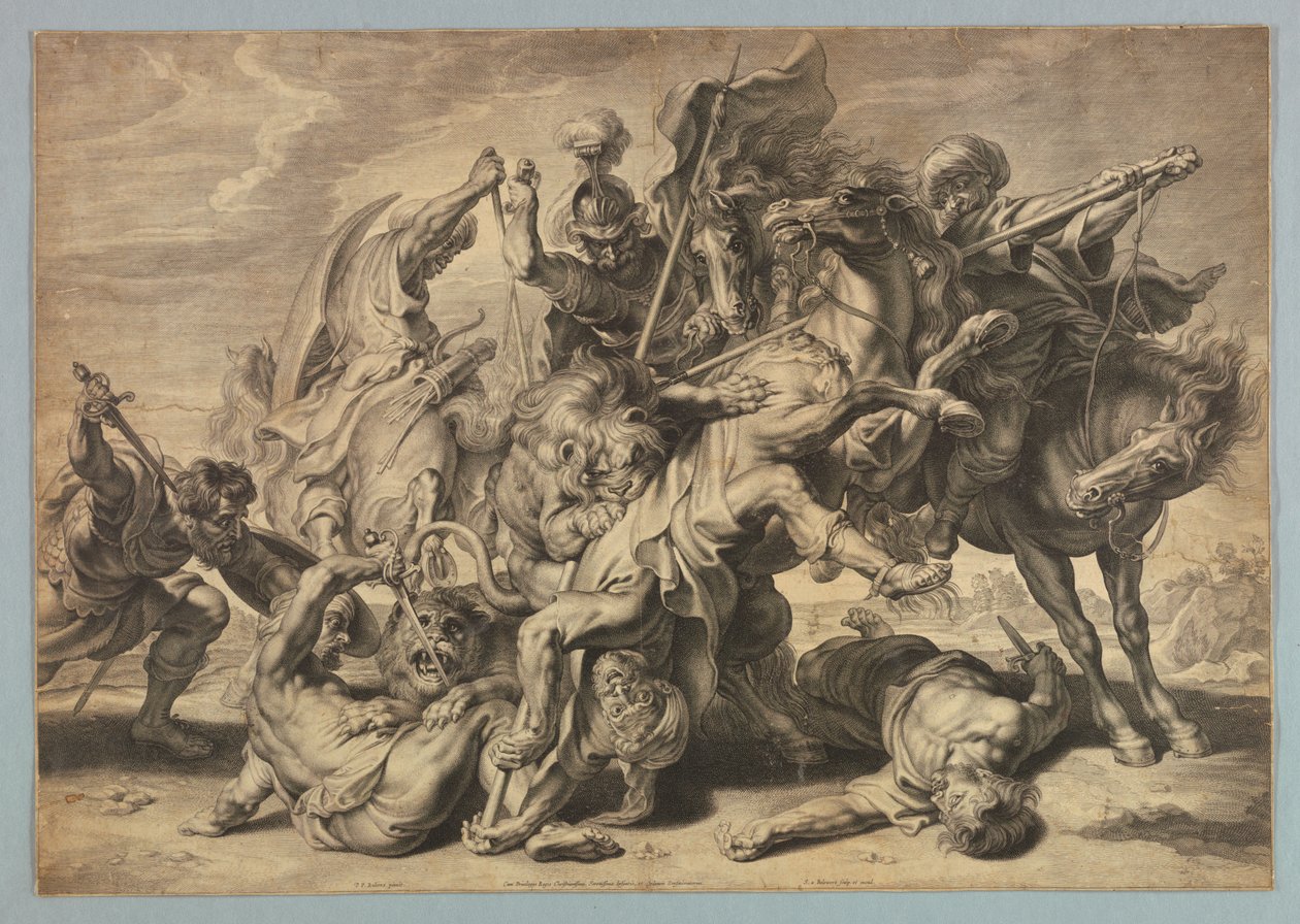 Stor Lejonjakt av after Peter Paul Rubens