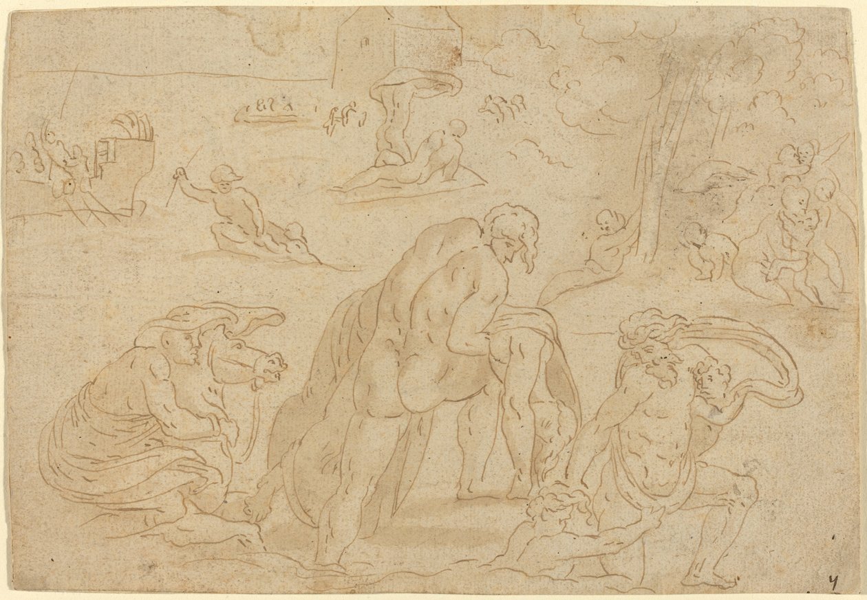 Syndfloden, från Vatikanens loggia av after Raphael