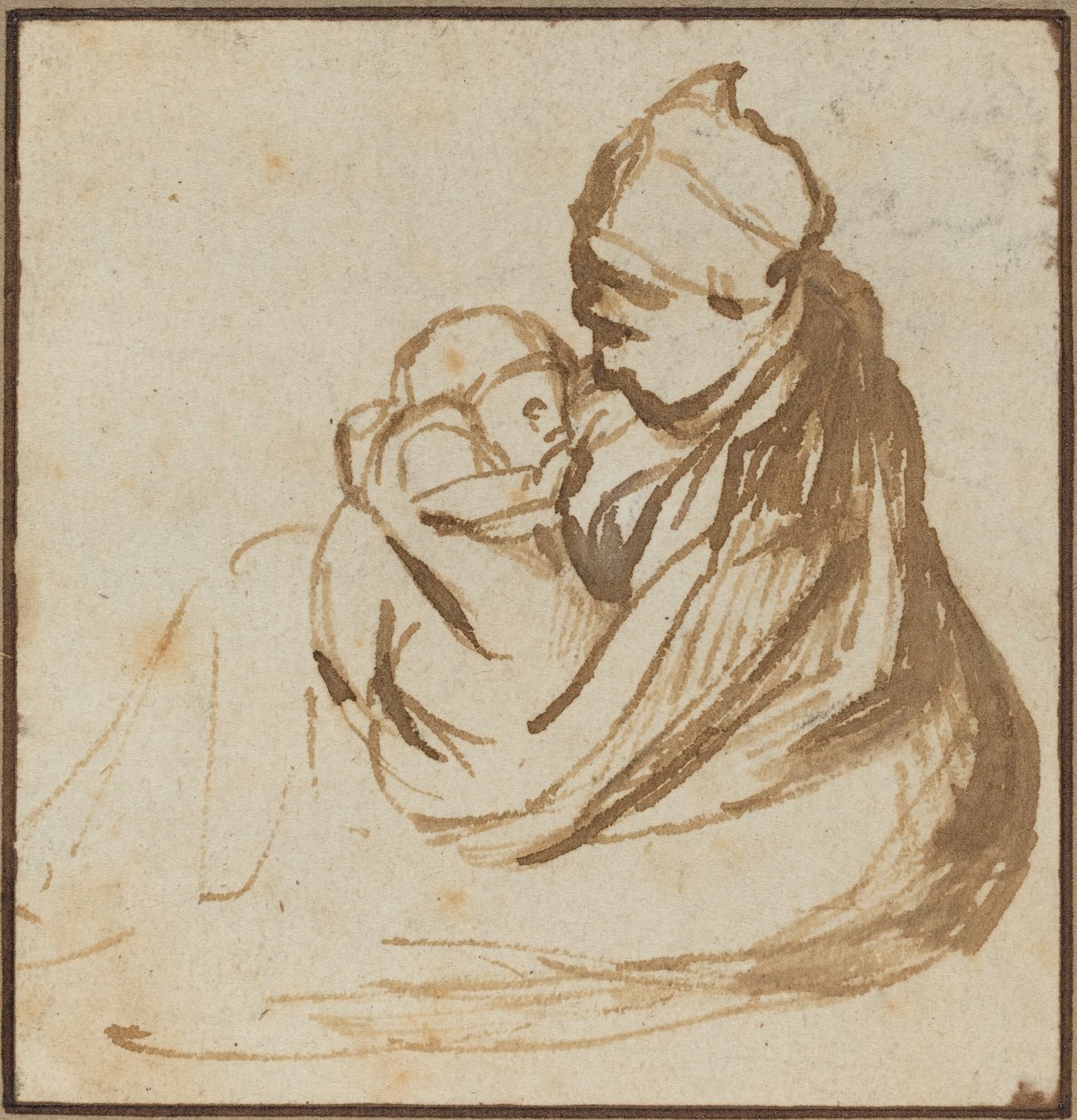 Mamma och barn av after Rembrandt van Rijn