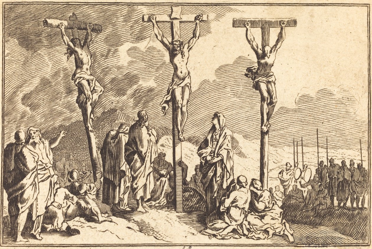 Jungfrun, Johannes och Maria Magdalena vid korsets fot av after Sébastien Le Clerc I