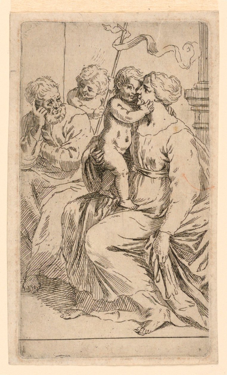 Den heliga familjen med Saint John av after Simone Cantarini