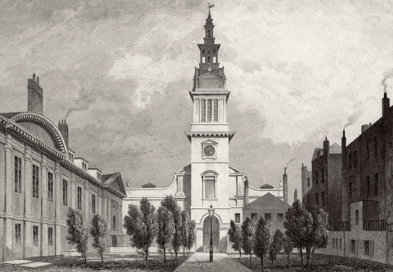 Christ Church och en del av Christs Hospital, 1831 av Thomas Hosmer after Shepherd