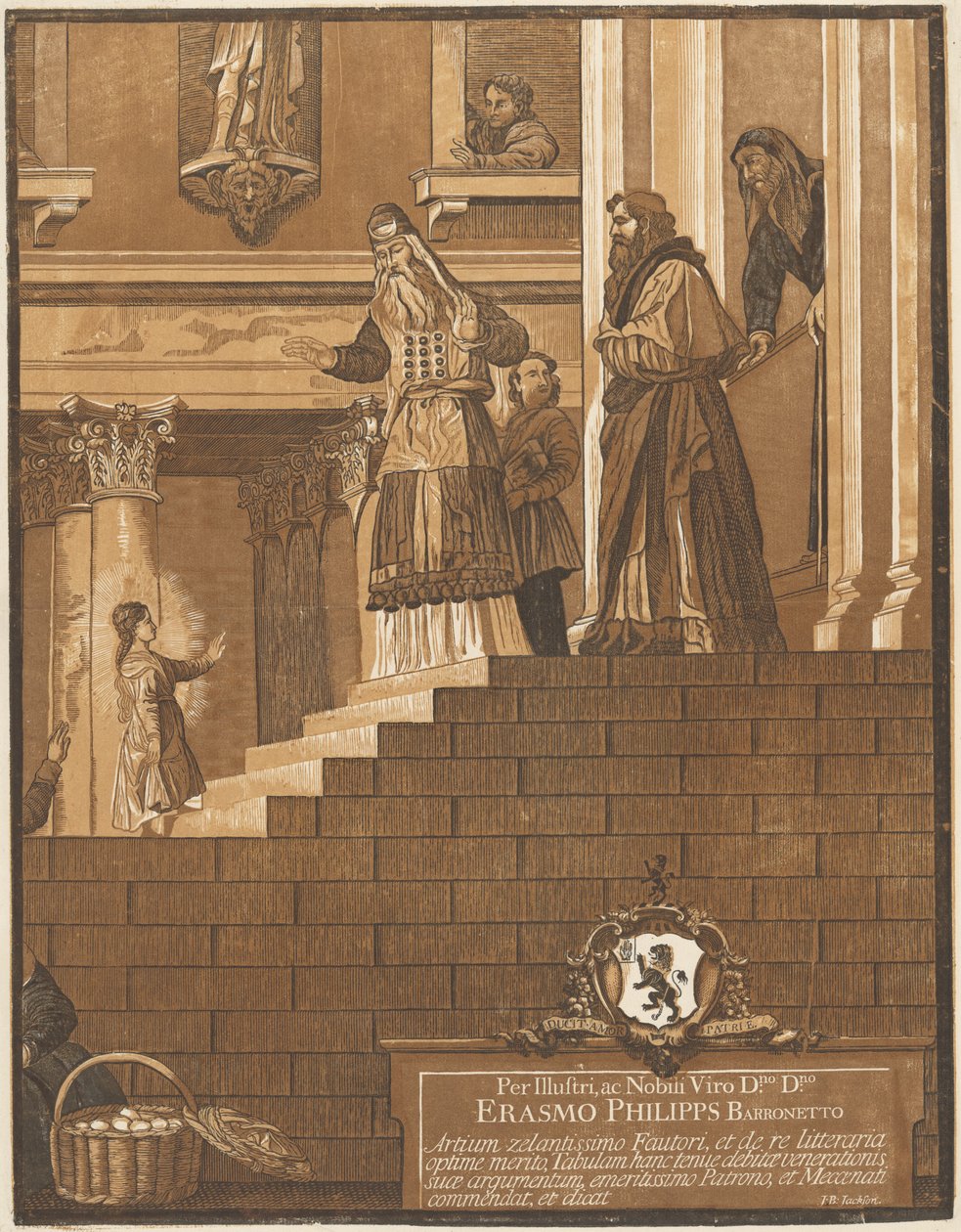 Presentation av jungfrun i templet (höger panel) av after Titian John Baptist Jackson