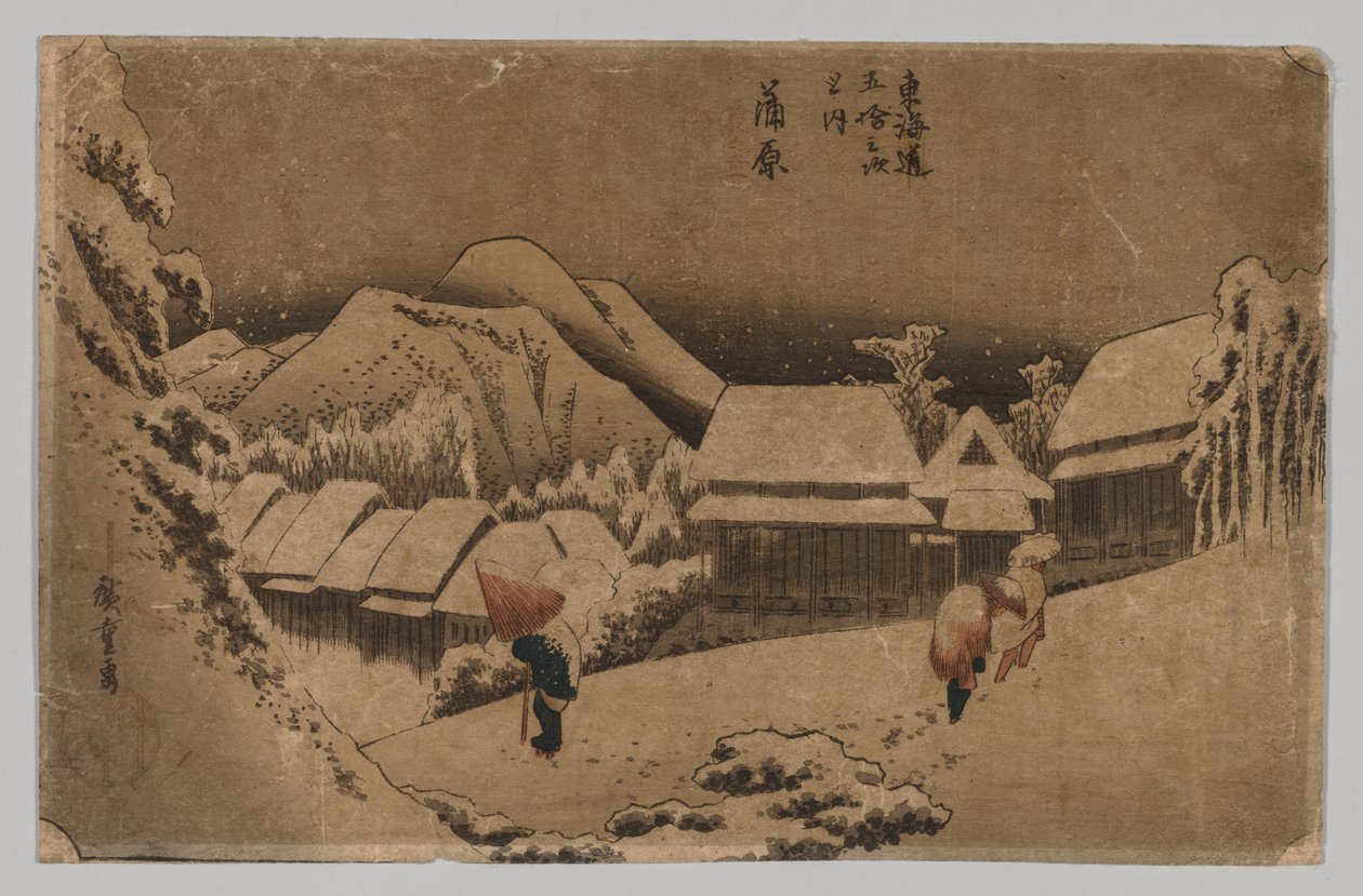 Kambara: Kvällssnö av after Utagawa Hiroshige