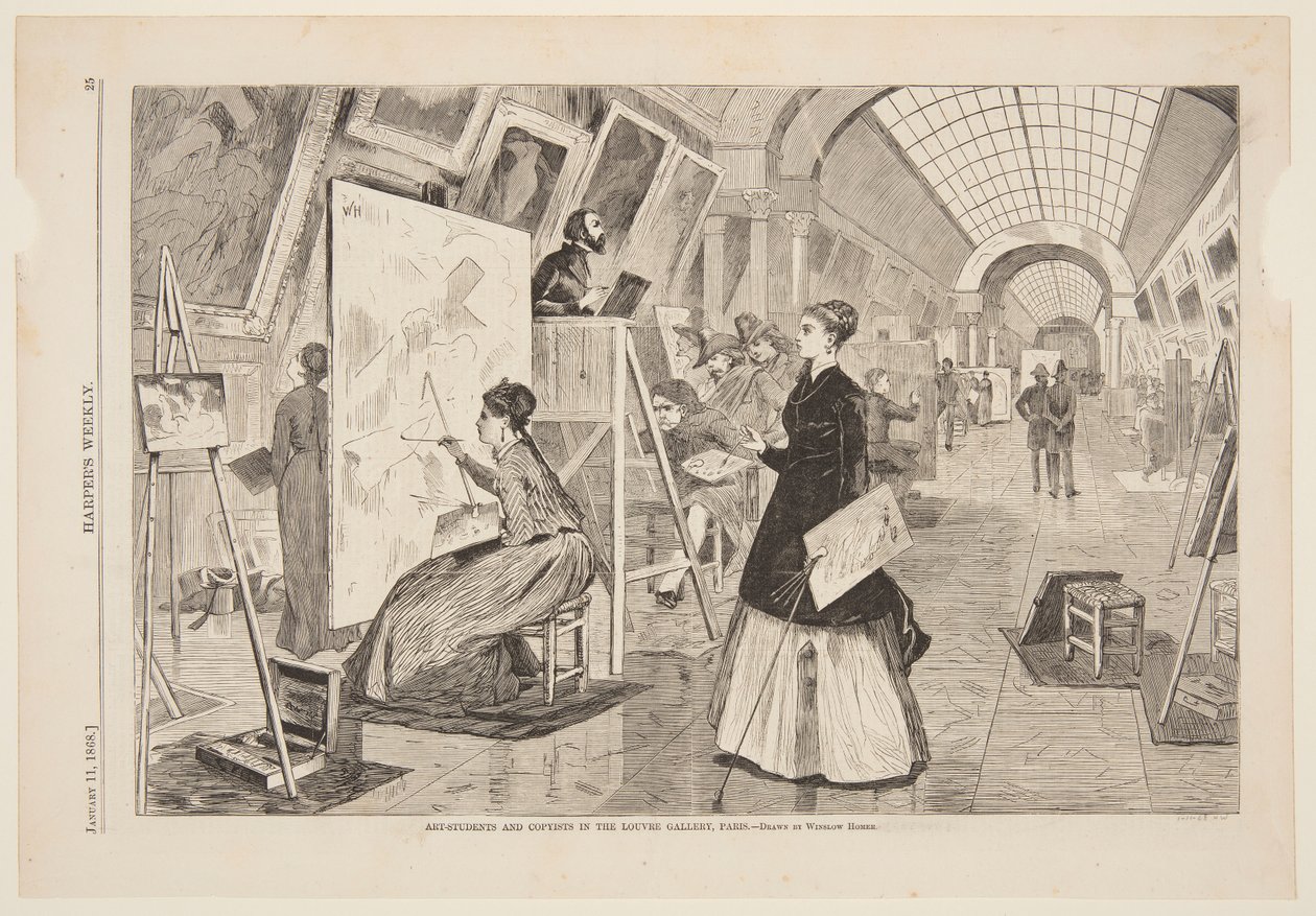 "Konst - studenter och kopierare i Louvren, Paris" av Winslow Homer