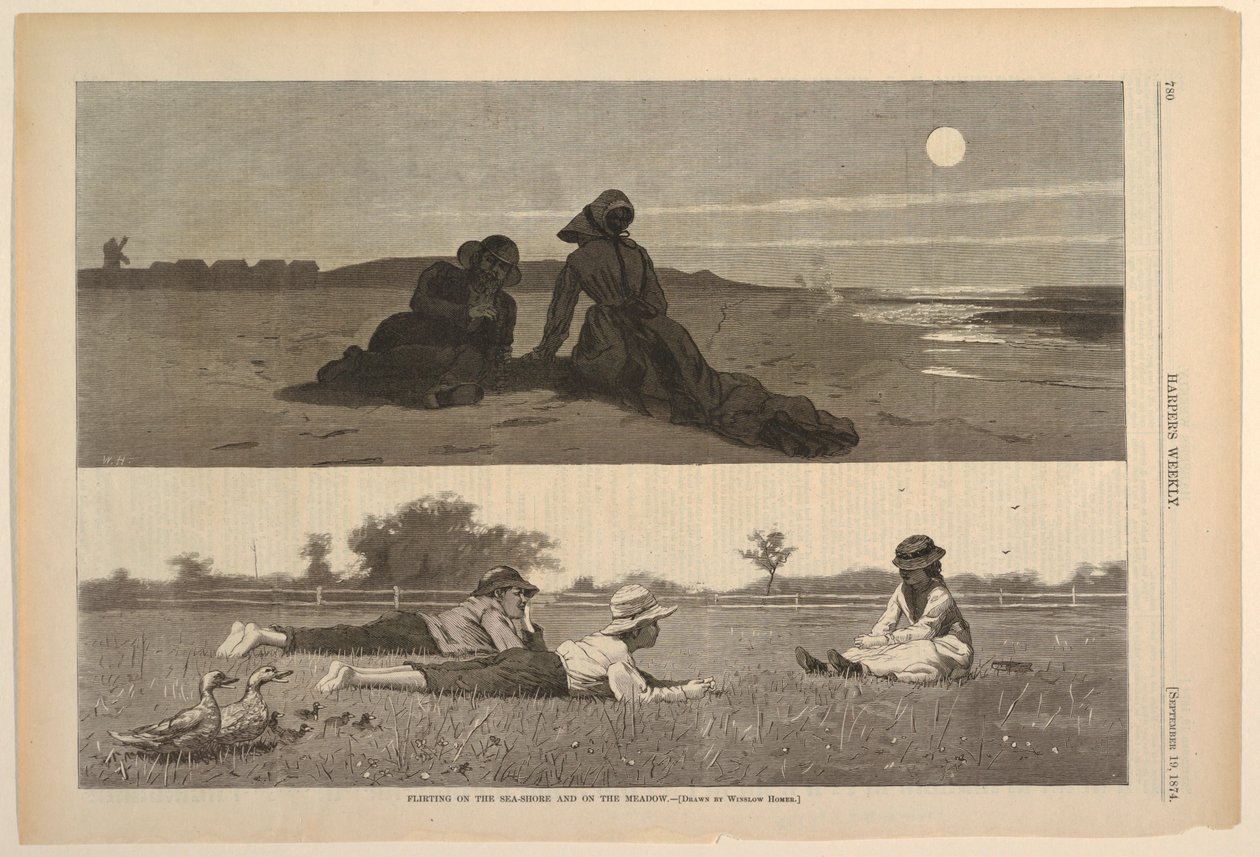 Flirta på havet och på ängen av after Winslow Homer