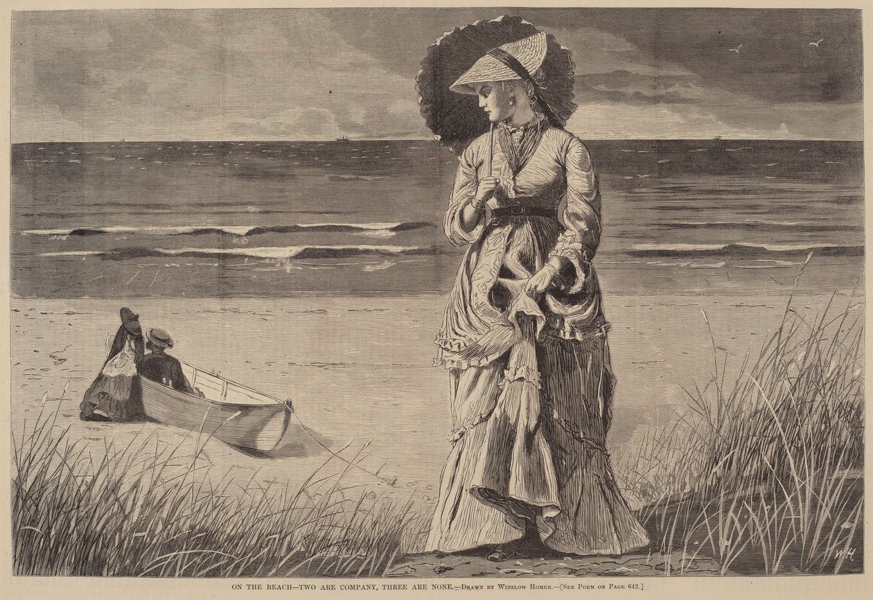 På stranden - två är företag, tre är inga av after Winslow Homer