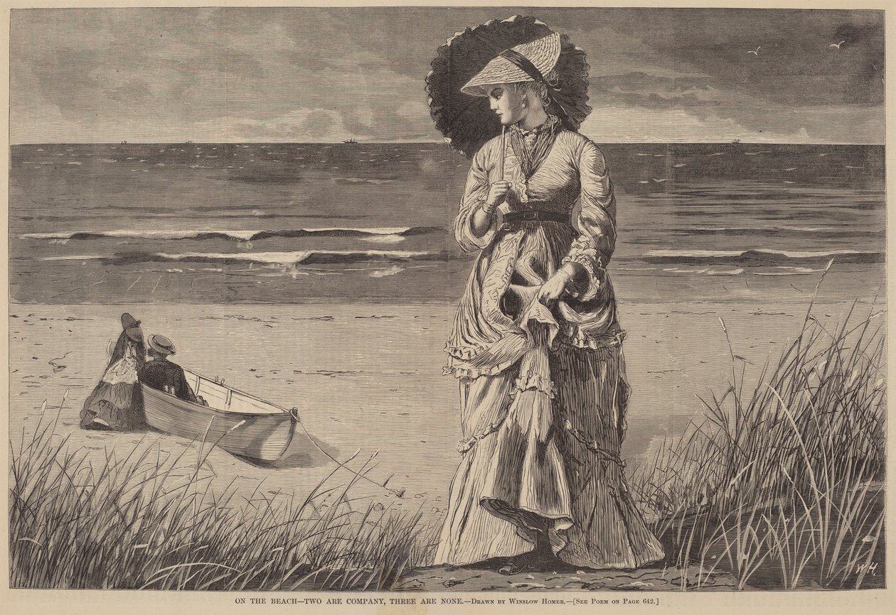 På stranden - två är företag, tre är inga av Winslow Homer