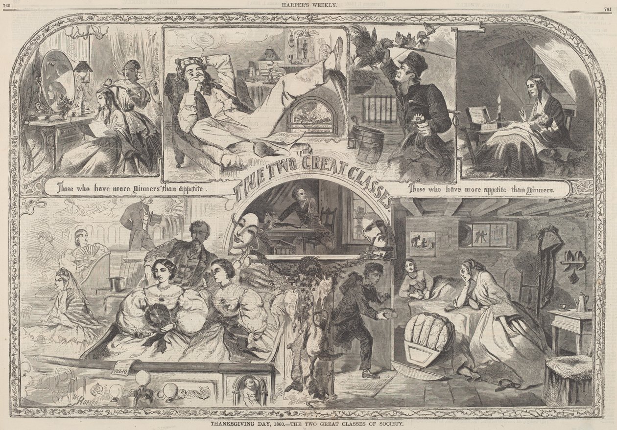 Thanksgiving Day, 1860 - Samhällets två stora klasser av after Winslow Homer