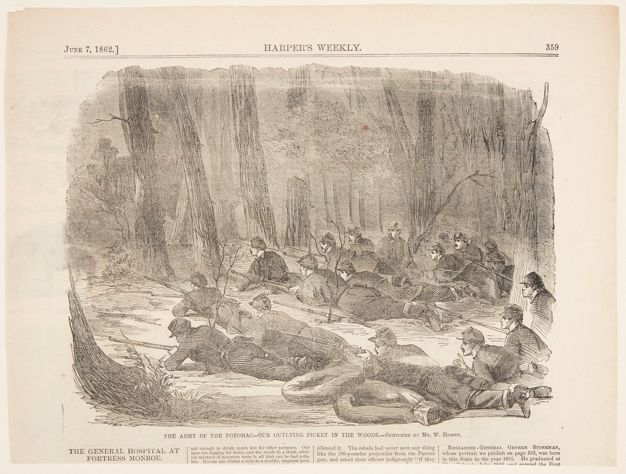 The Army of the Potomac – Vår utomstående piket i skogen av after Winslow Homer